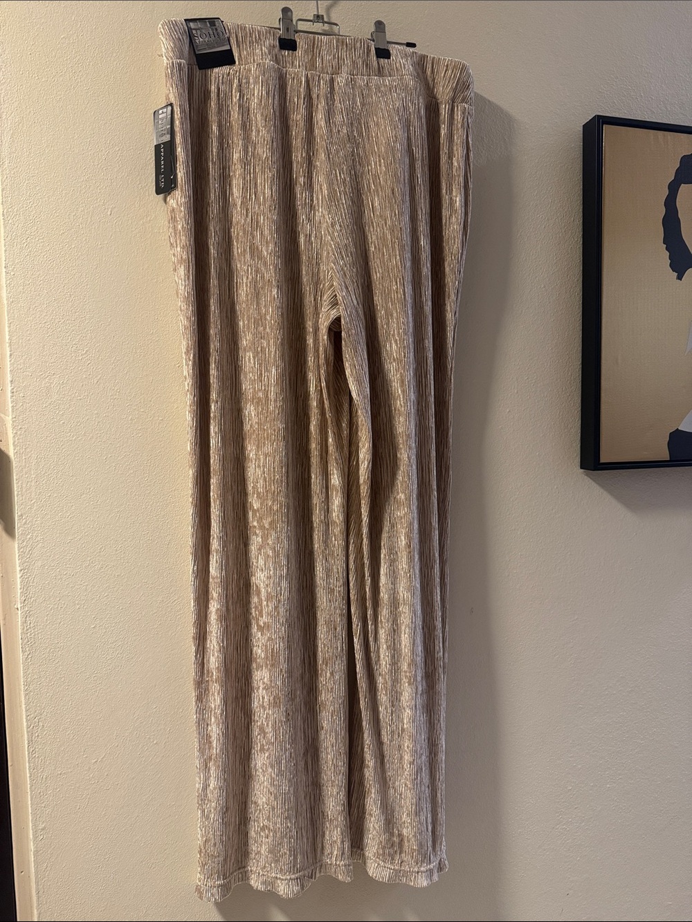Soho Champagne Taupe Wide-Leg Velvet Pants
